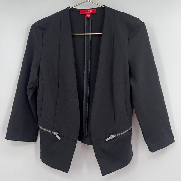 Guess Jackets & Blazers - GUESS Women’s Black Open Front Blazer Jacket with Zipper Pockets - Size Small